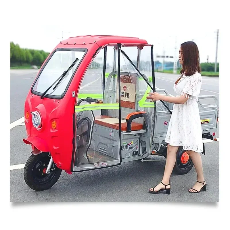 Electric tricycle canopy front windshield curtain left and right door curtain autumn and winter view 3