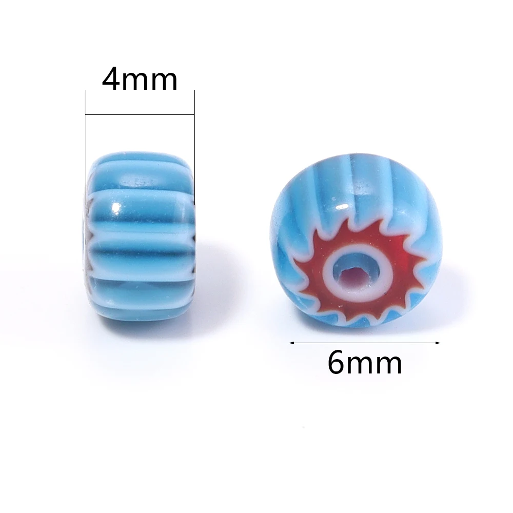 Apx 90 Stück/Strang 6x4mm Flache Kürbis-Lampwork-Perlen für Schmuckherstellung Zylinderförmige Glasierte Glasperlen DIY Armband Halskette – Detail 1
