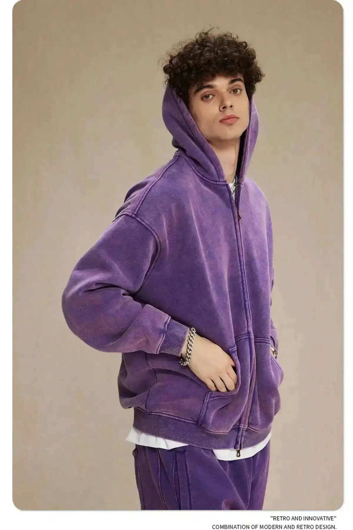 IEFB Men's Wear Wax Printing Vintage Male Hoodies Oversized Loose Zipper Water Washed Plush Sweatshirt Trendy New 9C9349 33 S169eefd7520940e5974c5af06dcc9dc3l
