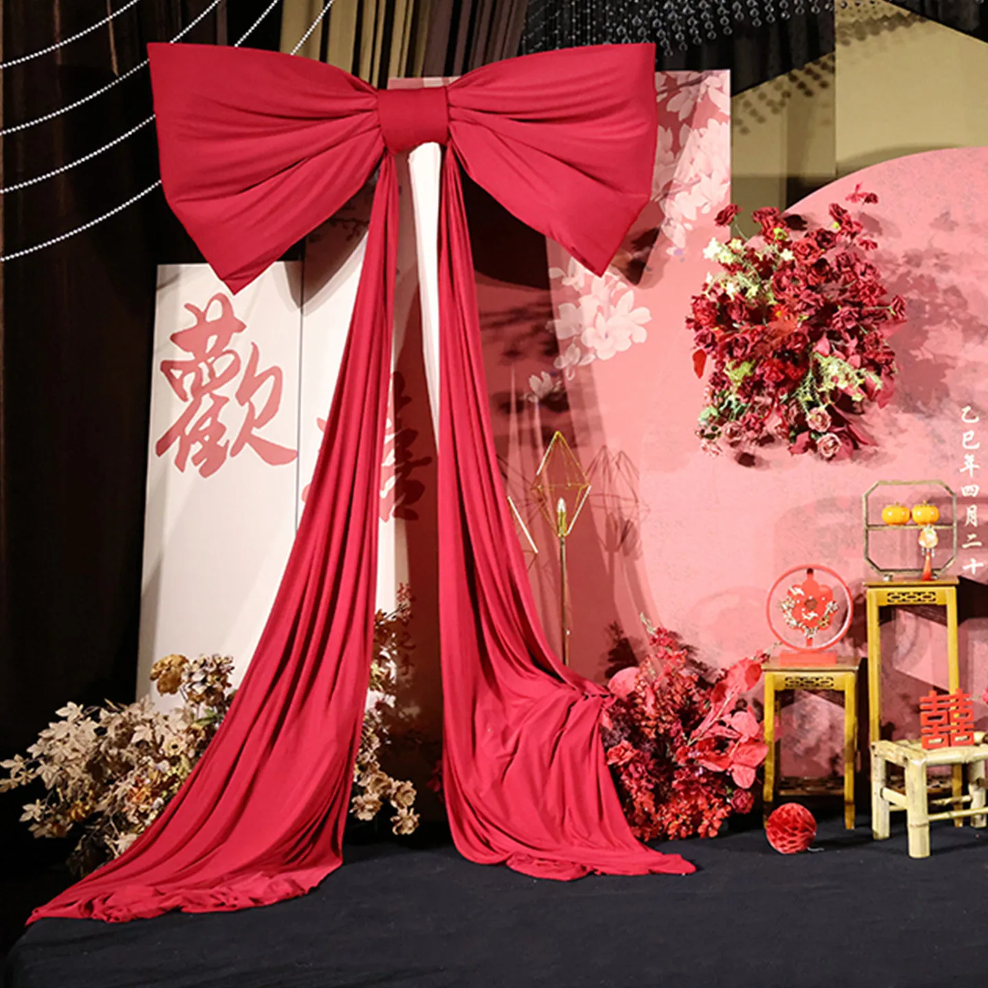 Wedding decoration large fabric bow birthday party decoration stage arrangement photo props bow road guide
