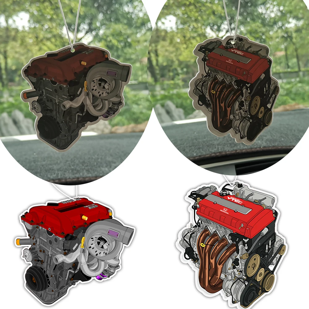 JDM Culture Racing Car Engine Air Freshener Hanging Rear View Solid Paper Diffuser Interior Accessories Pendant