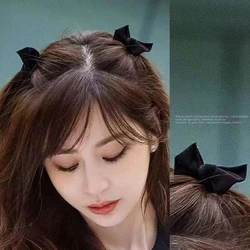 2pcs Black Red Velvet Bow Bangs Side Hairpin Women Girls Summer Princess Head Grab Clip Headdress Women Girls Hair Accessories