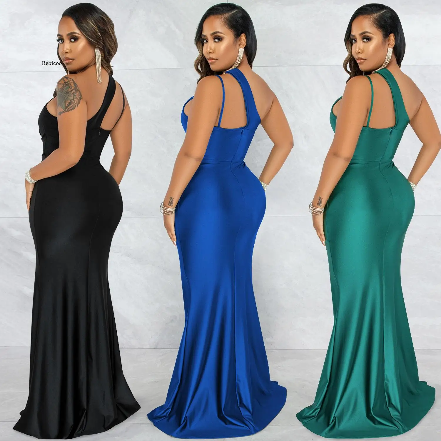 Sexy One Shoulder Backless Split Long Dress 2022 New Summer Fashon Birthday Night Club Party Dresses for Women Outfit