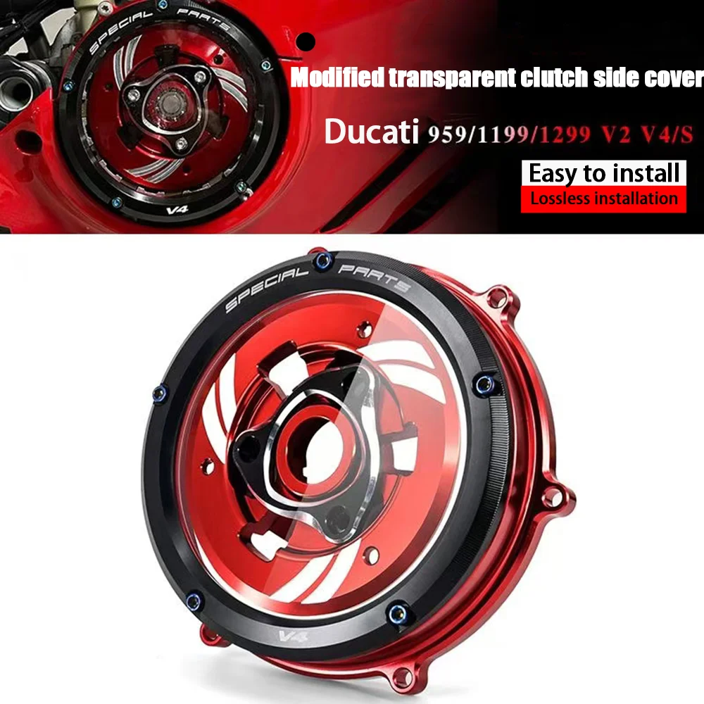 

Motorcycle Engine Clear Clutch Cover Protector Guard Pressure Plate CNC Aluminum For Ducati Panigale V2 959 1199 1299 Corse ABS
