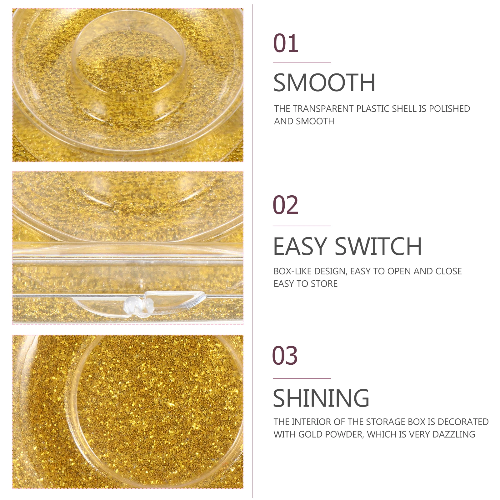 

6pcs Glitter Eyelash Storage Box Plastic False Lash Holder Packaging Case Shiny Lash Tray Box Style Eyelash Container Secure