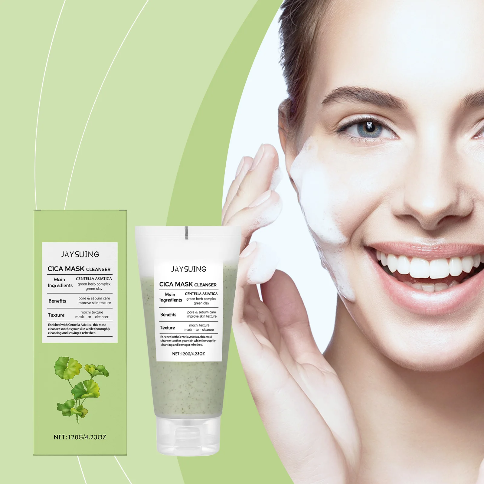

Centella Asiatica Mask Cleanser 2-in-1 Facial Wash Clay Mask Exfoliating Hydrate Soothing PH Balancing Pore Deep Cleansing Foam