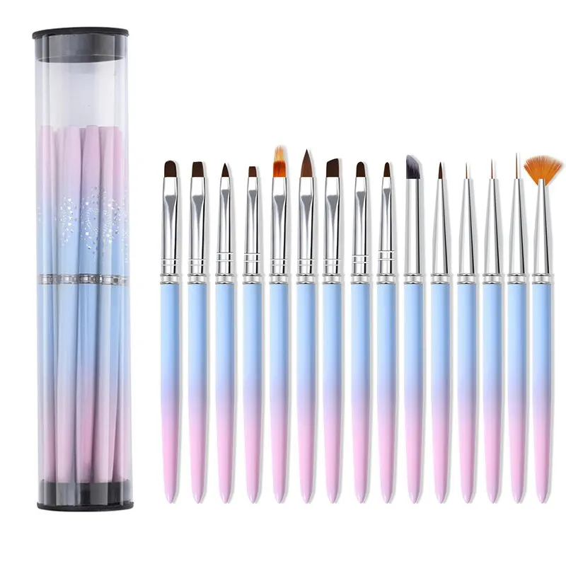 15 Pcs Flower Design Nail Art Brush French Painting Brush Acrylic Line Drawing Pen Nail Gel Brush DIY Manicure Tools Salon Sets