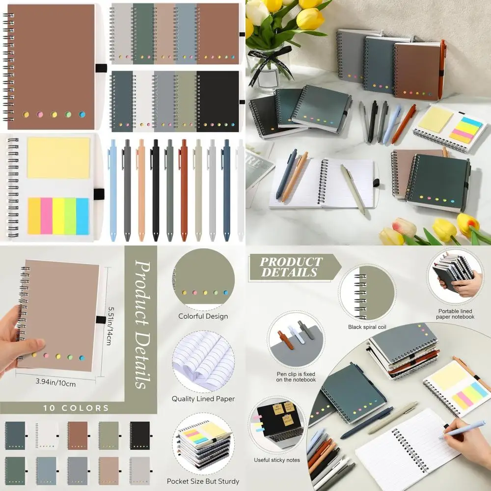 

50-Piece Eco-Friendly Boho Notebook Set with Bamboo Pen & Sticky Notes - Inspirational Gifts for Office Staff Christmas Celebrat