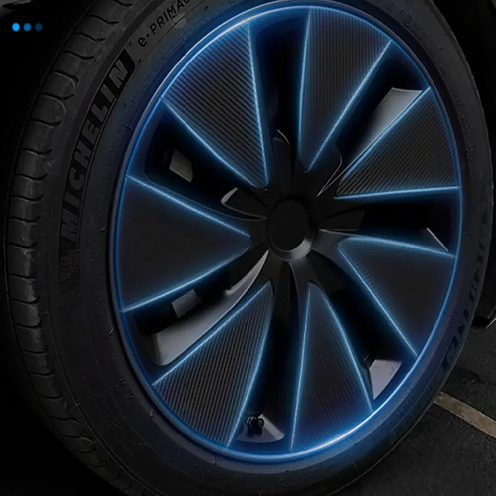 

Hubcap decorative protective sticker For Tesla Model 3 Highland 2024-2026 Carbon Fiber Pattern Traceless stickers 7PCS