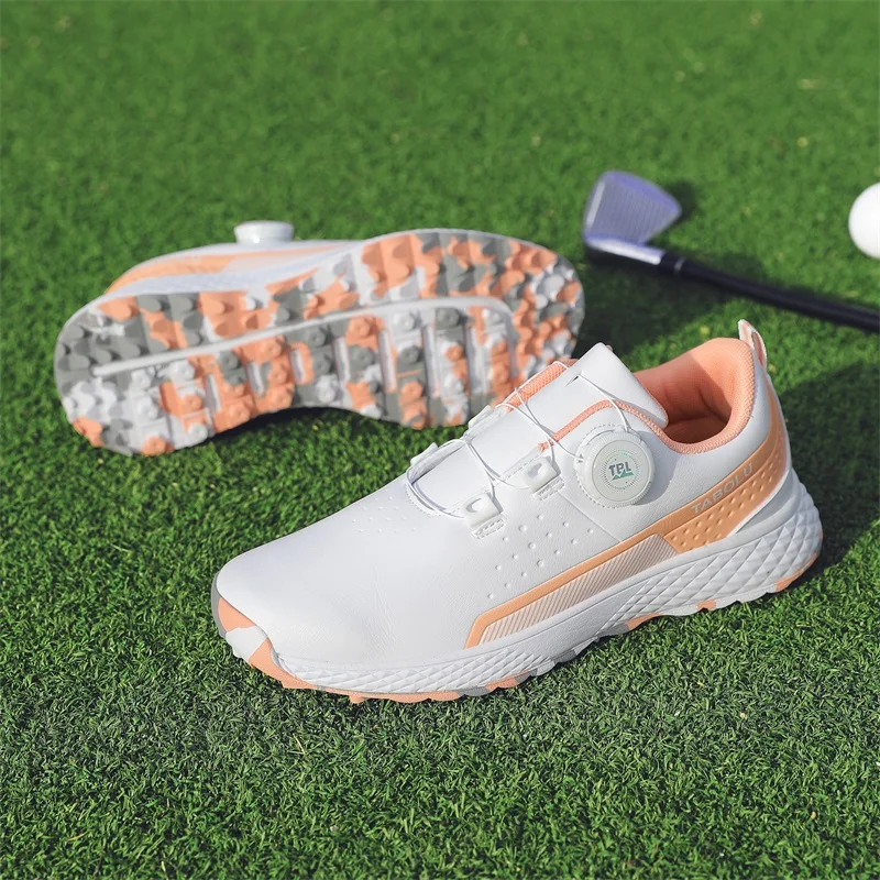 

LiXingMing Women Golf Shoes 2303 Pink Waterproof Anti-slip studs Men Golf Sport Shoes Outdoor Training Golf Coach Sneakers