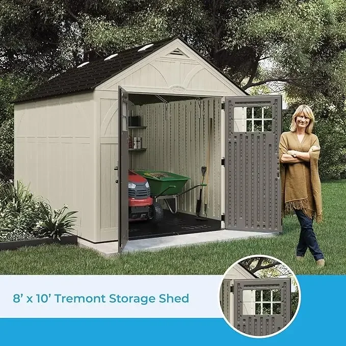 

8' x 10' Heavy-Duty Resin Tremont Storage Shed, Sand