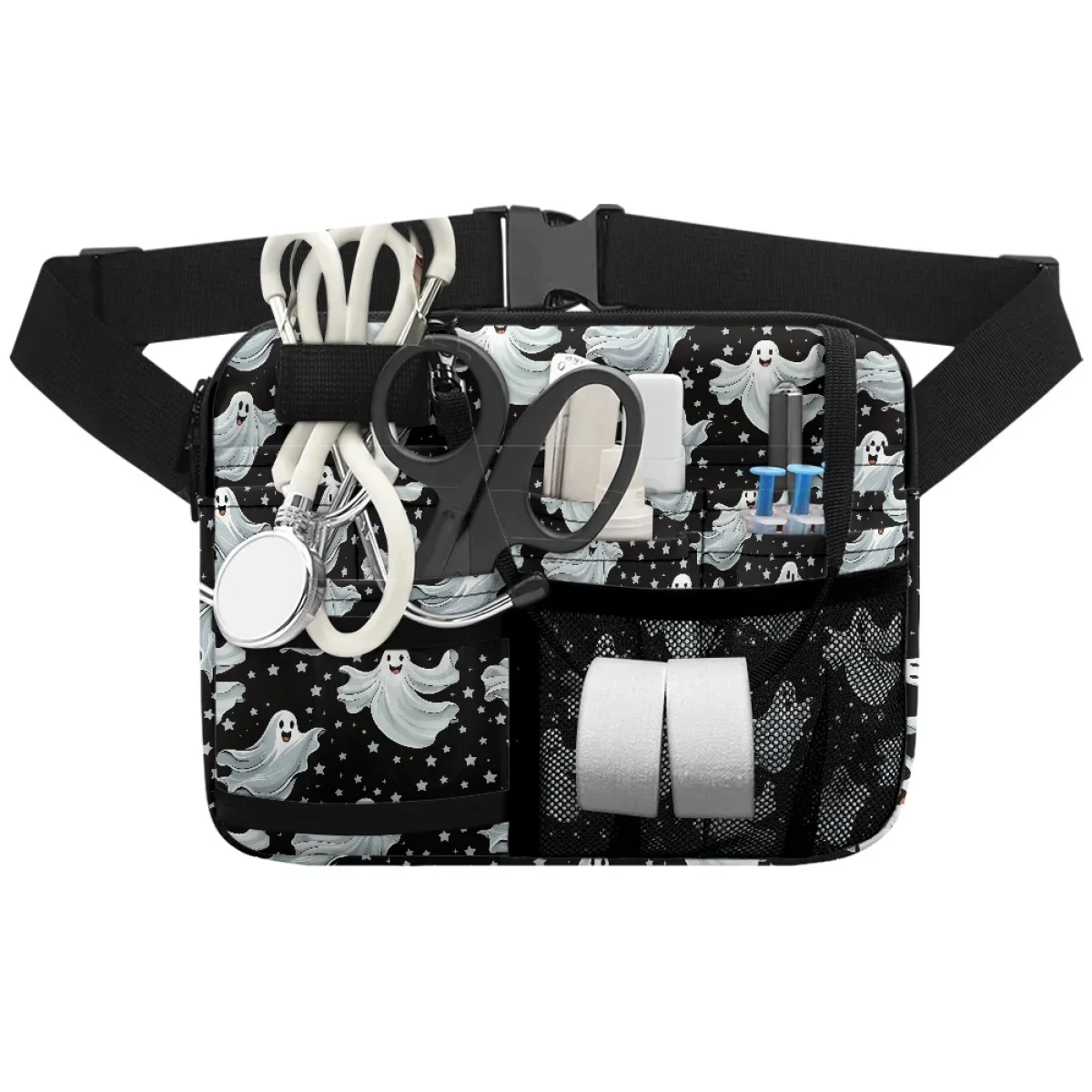 Ghost Fanny Pack para mulheres, portátil, ajuste de cintura, design personalizado, organizador de zíper, sacos crossbody, ao ar livre, Halloween