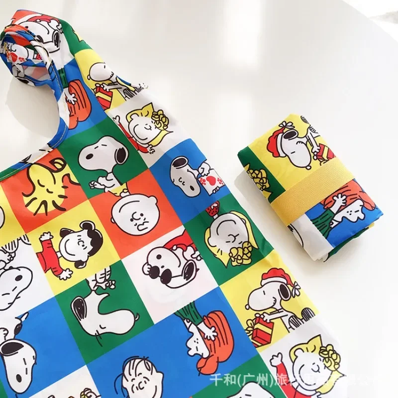Snoopyed Cartoon Reusable Shopping Bag Cloth Handbag Foldable Ultra Light Portable Lunch Bag Grocery Tote for Daily Sundries