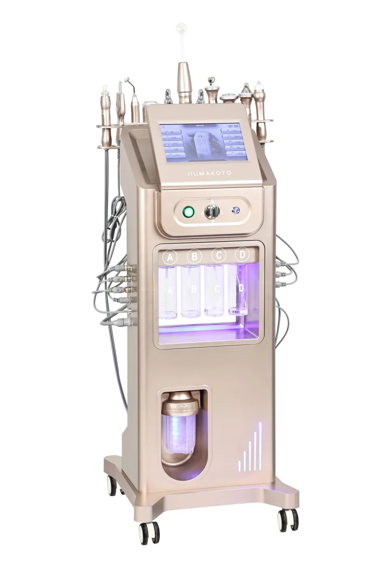 Nieuwe 10-in-1 Hydro Dermabrasie Machine Hydra Zuurstof Facial Mee-eter Verwijderen Aqua Facial Diepe Reiniging Water Peeling Machine