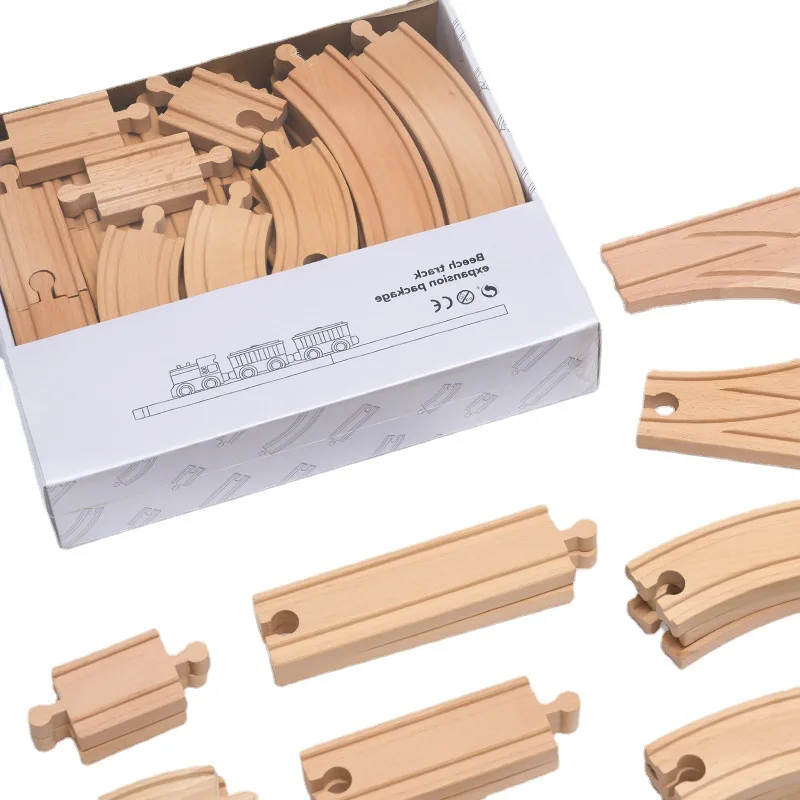 20-37PC Wooden Train Track Set Railway Toys Assembly Wooden Tracks Accessories fit for Biro Wood Tracks Toys for Children Gift