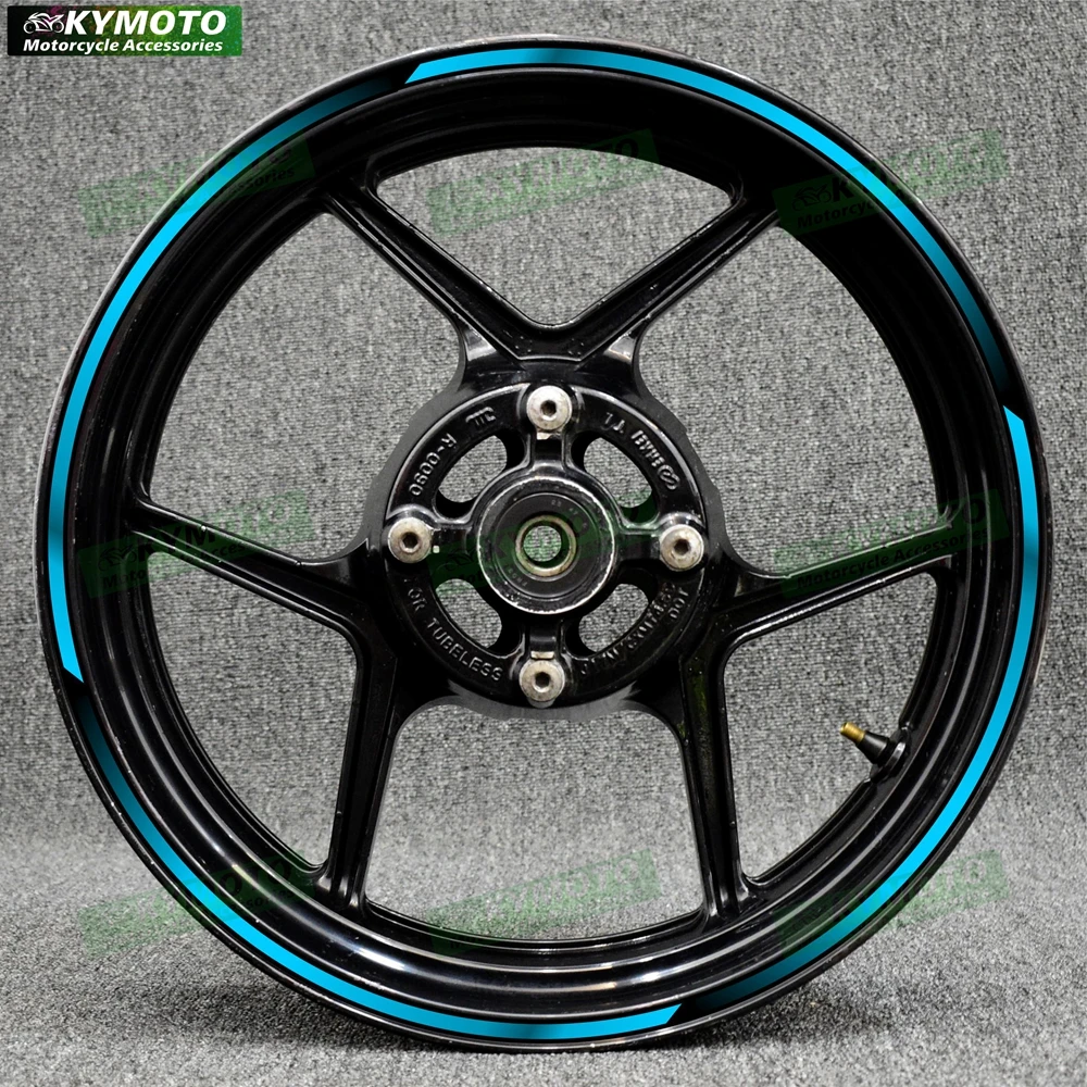 شارات العجلات الأمامية والخلفية ، مقاومة للماء معدلة ، ملصقات حافة العجلة العاكسة ، مناسبة لدراجة كاواساكي النارية ، المحور ، 17" #1