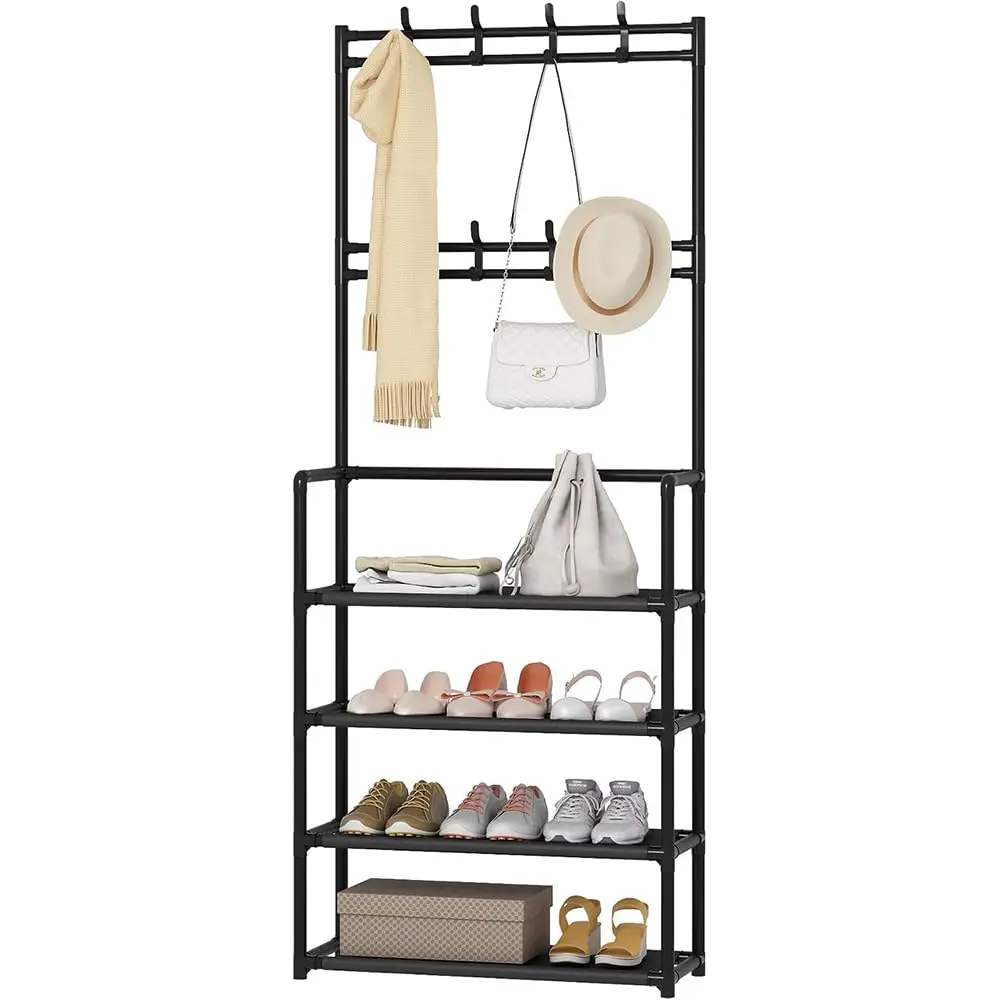 Garderobenständer, 3-in-1-Design, freistehender Garderobenständer mit 8 Haken, perfekt für Flur, Wohnzimmer, Schlafzimmer, Eingangsbereich, 60 cm