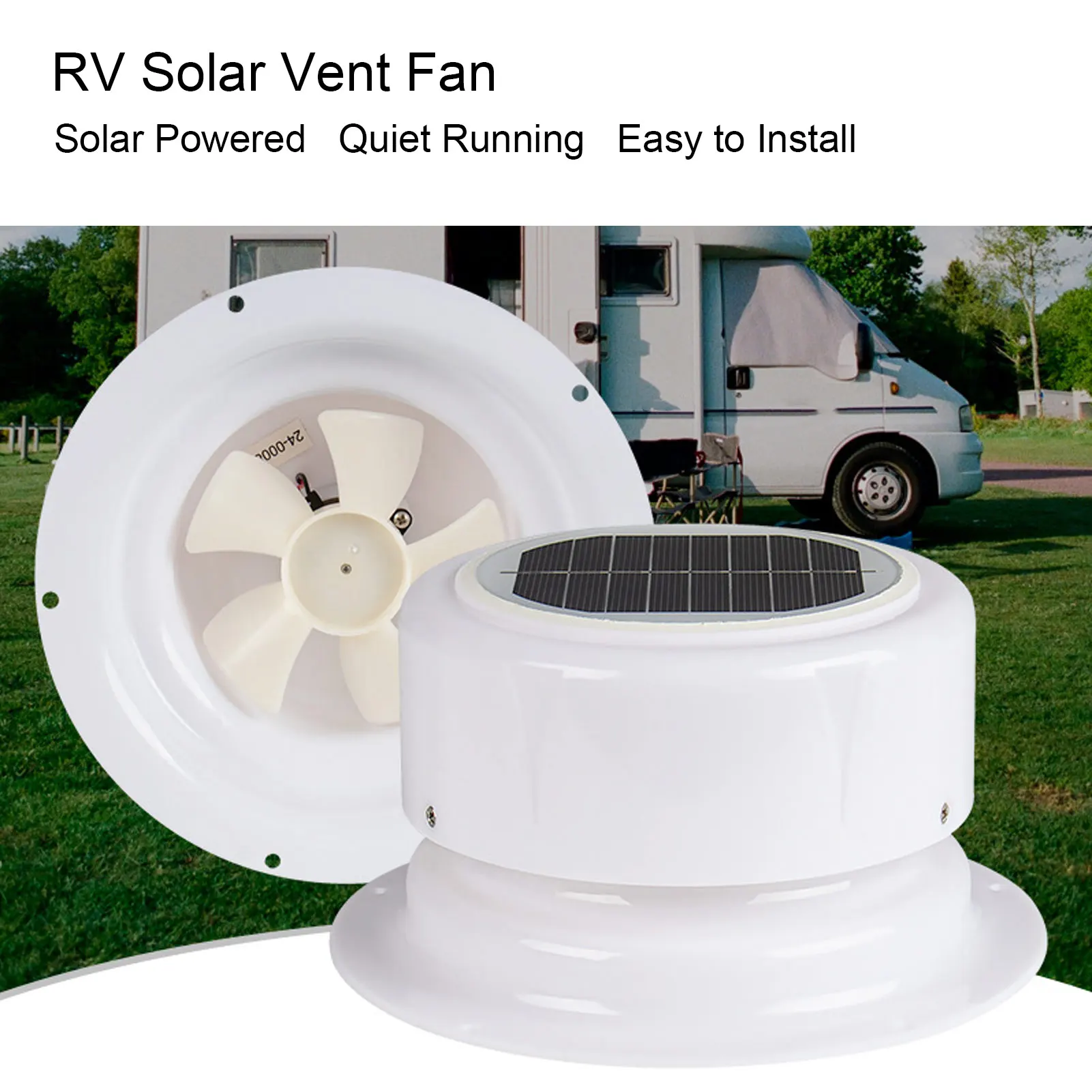 

RV Solar Ventilation Fan High Efficiency Solar Powered Vent Fan Stable and with Screws for Boat Trailer Camping Car