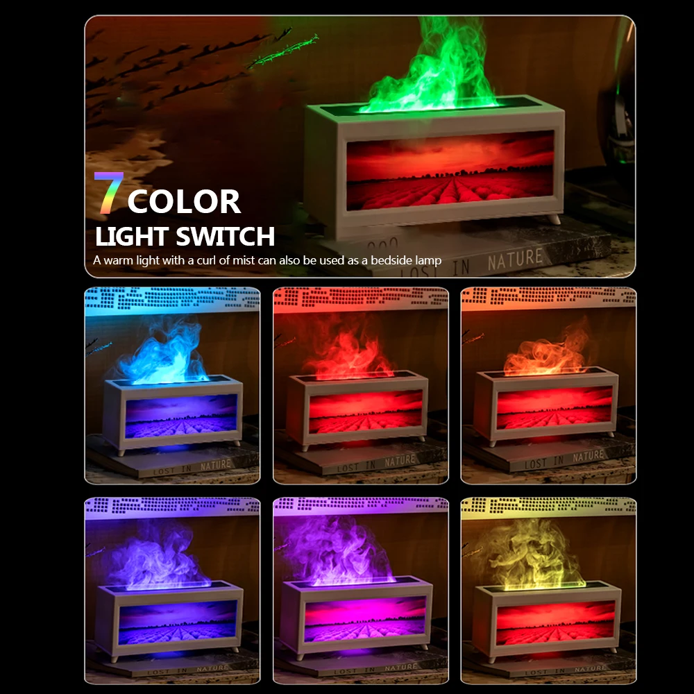 D2 Fireplace Flame Novelty Night Lights Table Lamp Desktop Mood Light 220ML Large Capacity Colourful Ambiance Bedroom Decor Lamp