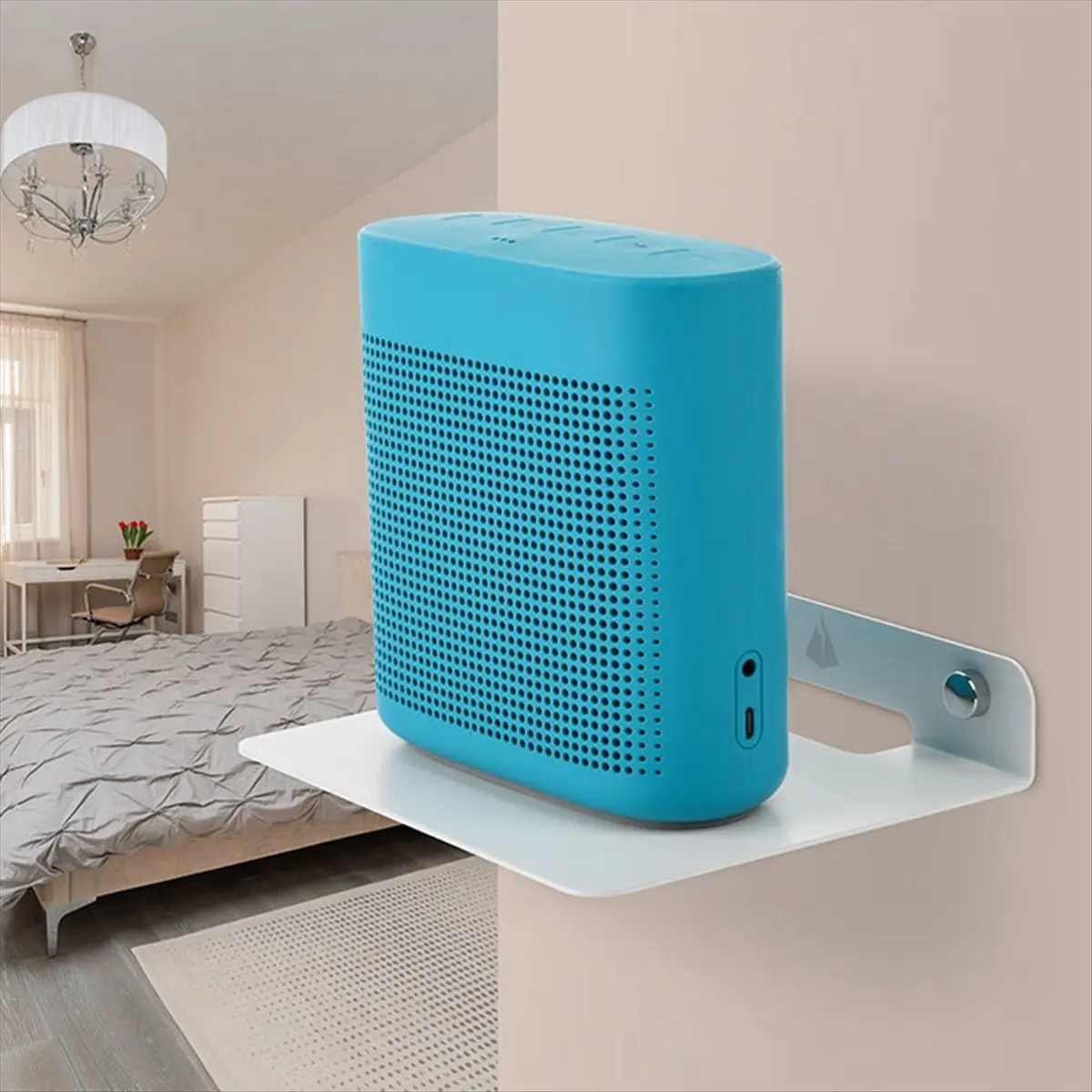 RISE- Metall-Wandregal, Lautsprecherständer, Wandregal, Lautsprecherhalterung für Bluetooth-Lautsprecher, Mobiltelefone, Spielzeug-Präsentationsregal, Schwarz