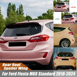 For Ford Fiesta MK8 Standard 2018-2024 Gloss Black/Carbon Look Rear Roof Spoiler Splitter Lip Window Wing Splitter Trim Plastic