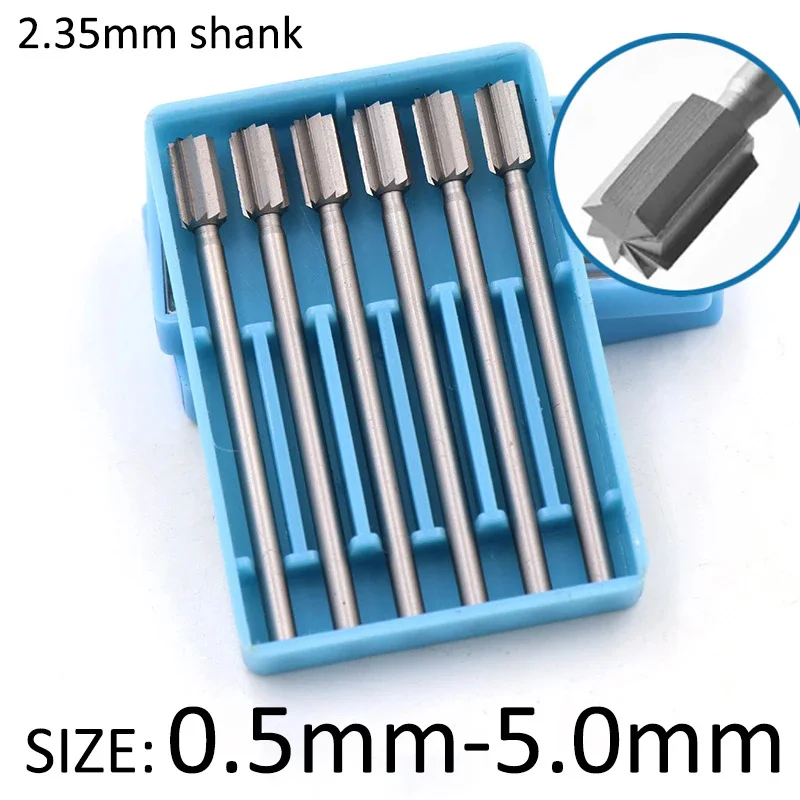 1-6pcs 0.6-5mm Single-tooth Cylindrical Tungsten Steel Engraving Carving Knife 2.35mmShank Olive Amber Router Bit Milling Cutter