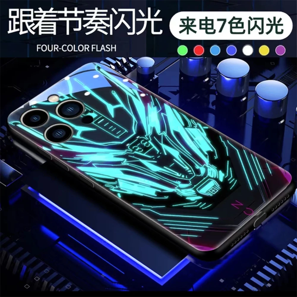 Azure Warship Pattern Sprachgesteuerte LED-Leuchtende Handyhülle für Samsung S26 S25 S24 S23 S22 S21 S20 Plus Ultra – Detail 20