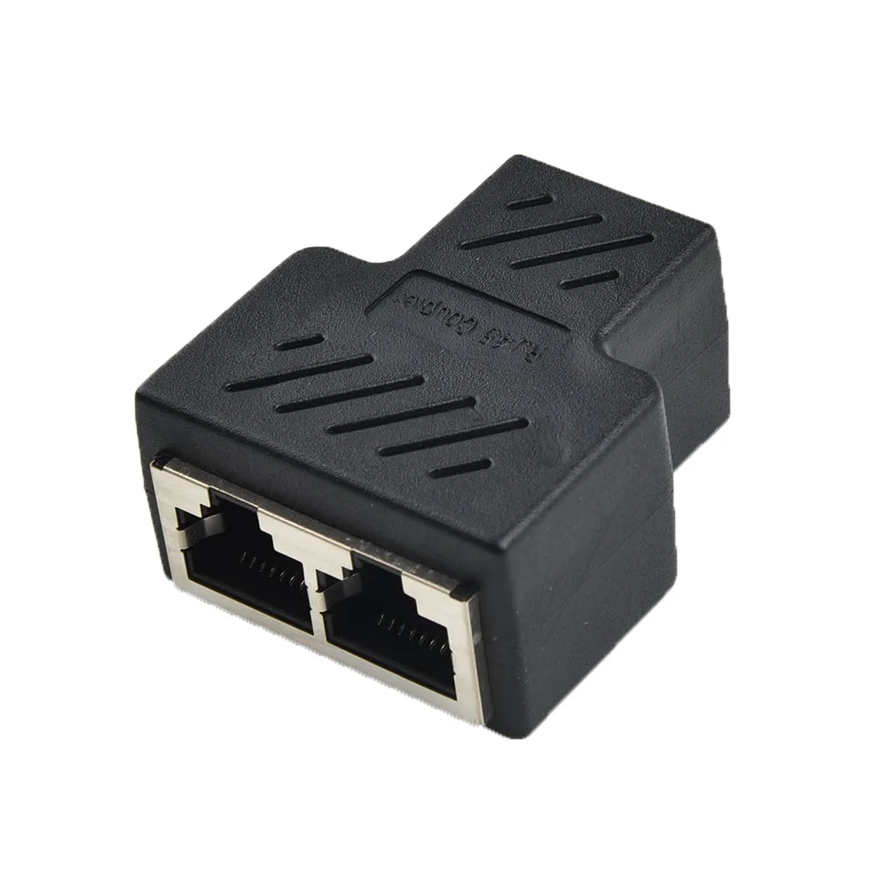 Good Quality Splitter Adapter Black Useful Metal Practical Replacement Tool Plug 1 To 2 Cable Ethernet Extender