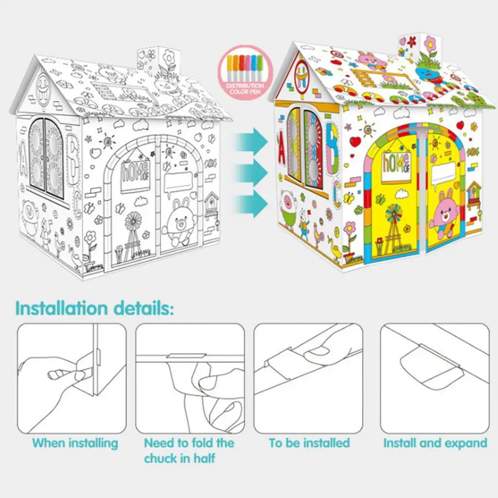 casa-de-papelao-diy-para-brincar-artesanato-criativo-interativa-para-pais-e-filhos-para-jogos-internos-e-externos-presentes-de-aniversario