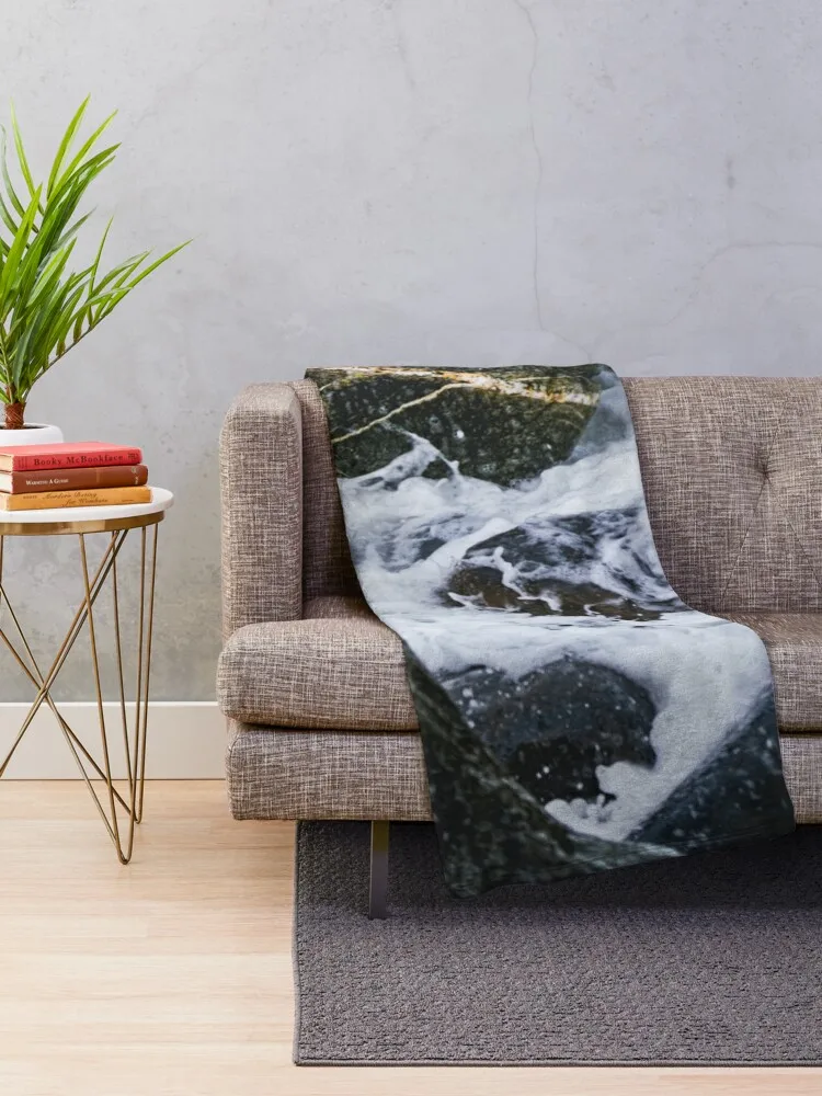 Wave rushing through the rocks Throw Blanket Sofa Personalized Gift Sleeping Bag Blankets