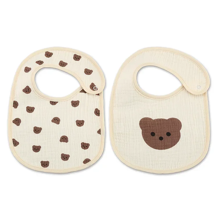 2pcs/set Cotton Baby Bibs Newborn Muslin Burp Cloths Infant Feeding Bib for Kids Boys Girls Soft Saliva Towel Baby Accessories