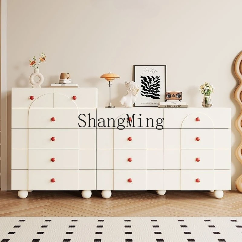 

ZYY solid wood storage cabinet bedroom locker small apartment living room cream wind storage wall bedside cabinet