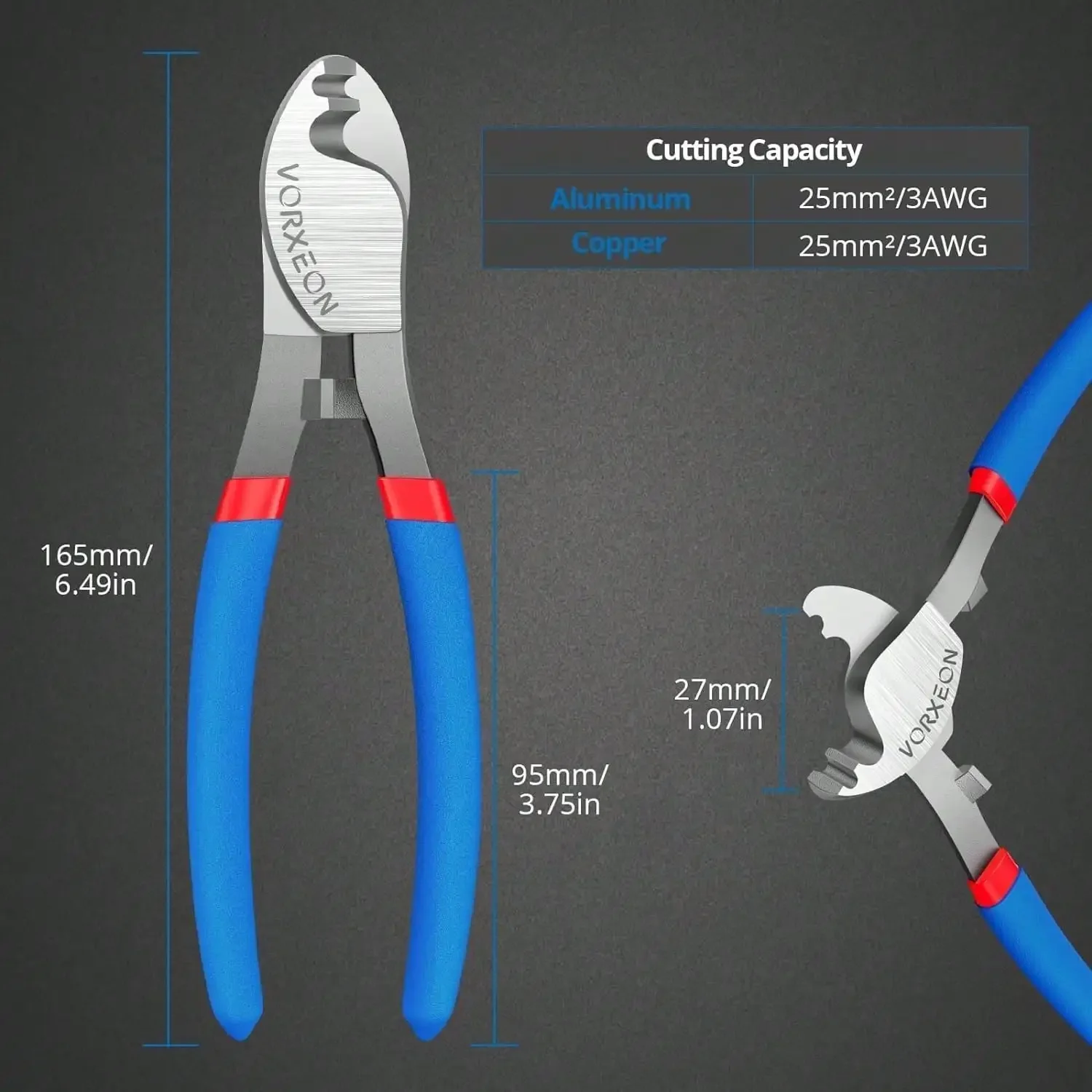 6 Inches Cable Cutter High Leverage Cutter Wire Cutters For Cutting 25mm²/3AWG wires Aluminum Cable Communications Cable