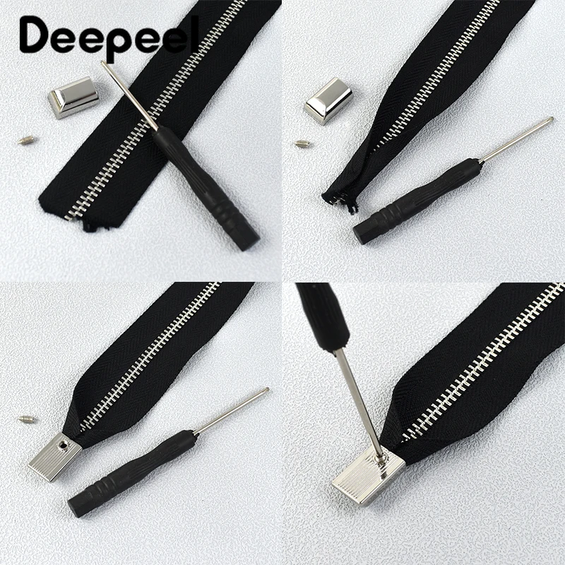 5/10Pcs Deepeel 9mm Metal Zipper Pull Tail Clip Buckle Bag Strap Ends Lock Clasp Luggage Zippers Cord Stopper Hardware Accessory