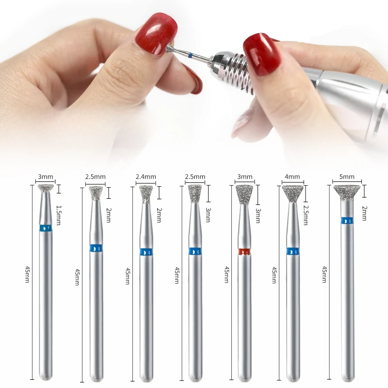 7/1 個のキューティクルクリーンネイルドリルビット用フライスカッター、オーバーフローグルー除去ツール、ネイルエッジトリートメントダイヤモンド研削アクセサリー