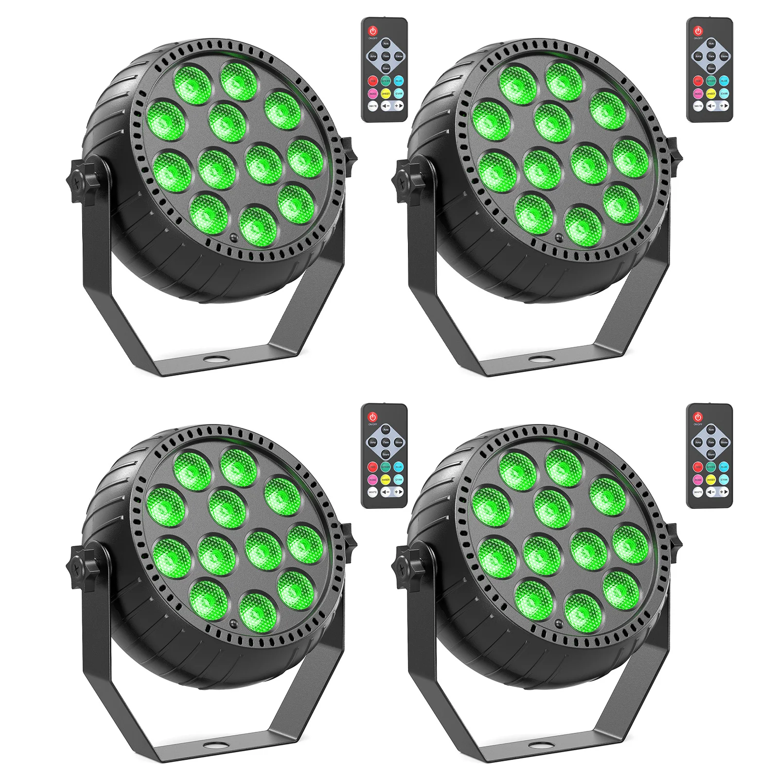 

U'King 4PCS Rechargeable Par Light 15W Wireless RGB LED Flat Par Lighting Effect 2200mAh Stage Light for DJ Disco Party Wedding