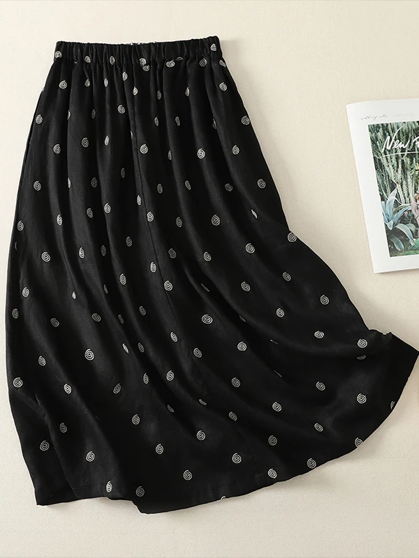 Authentic Polka Dot A-Line Midi Skirt Women's Spring Summer Thin Slimming Short plus Size Breathable Comfortable High Waist C...