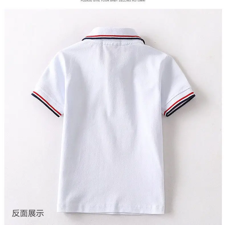 Summer Boys Short Sleeved Polo Shirts Elementary Students, School Older Children, White Lapel T-Shirts For Girls, Kindergarten