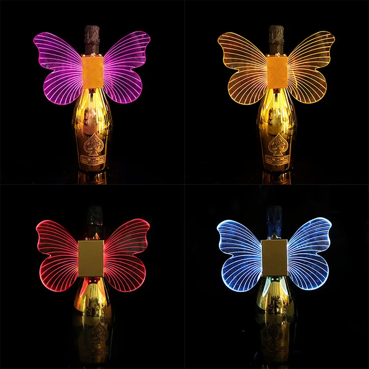 

Bar champagne metal flash stick charging butterfly nightclub ktv fluorescent light wine hat head acrylic luminous atmosphere