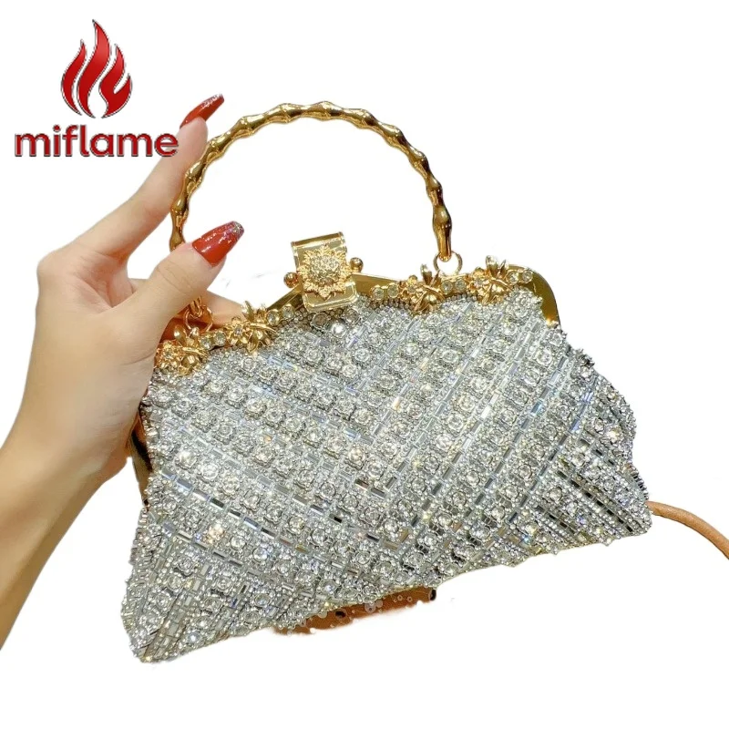 

Women's Evening Bag Crystal Rhinestone Embellished Top Handle Chain Shoulder Crossbody Clutch for Wedding party