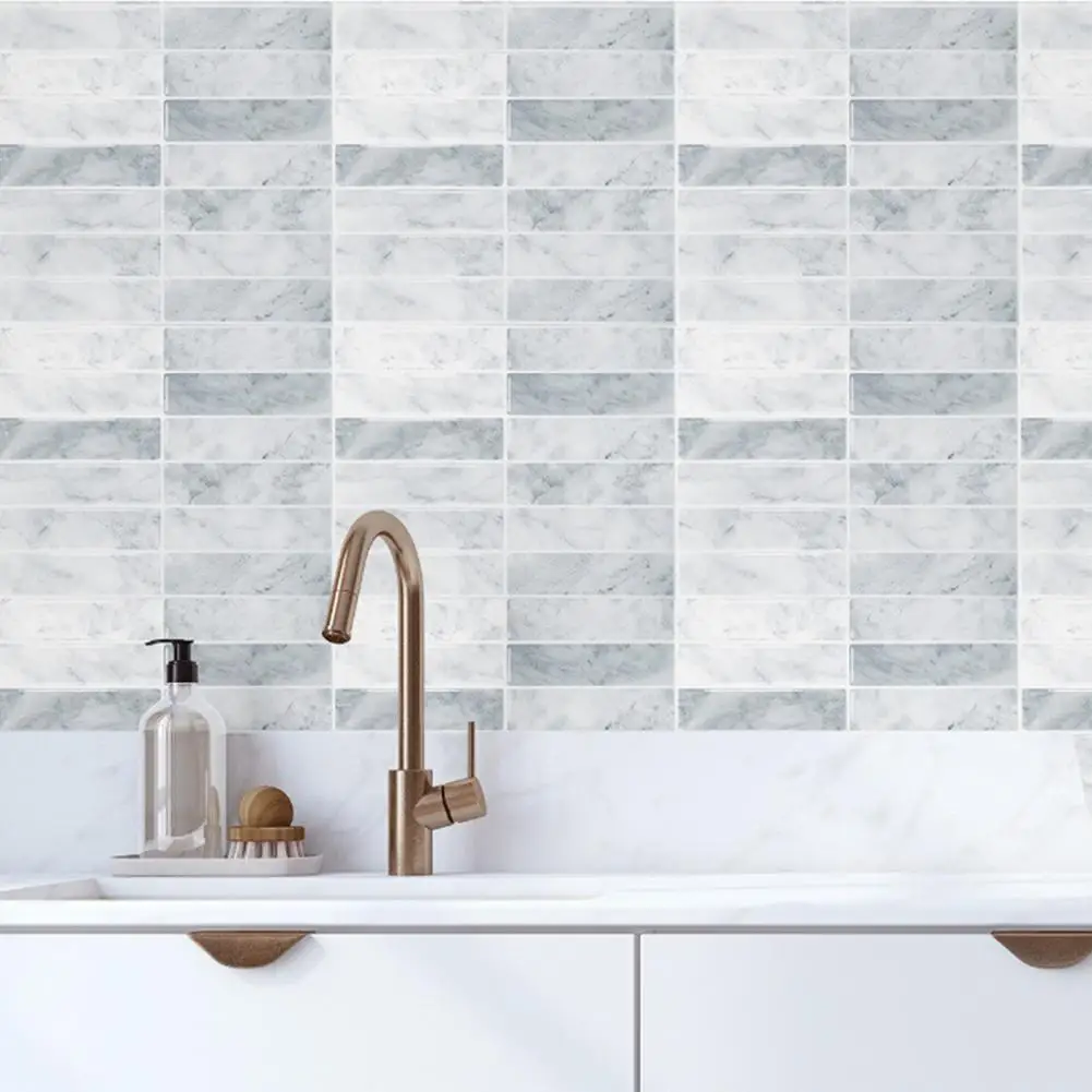 Bathroom Wall Decals Wall Tile Stickers 5 Pcs 3d Tile Wall Stickers Set Waterproof Self-adhesive Decals Oil-proof for Kitchen