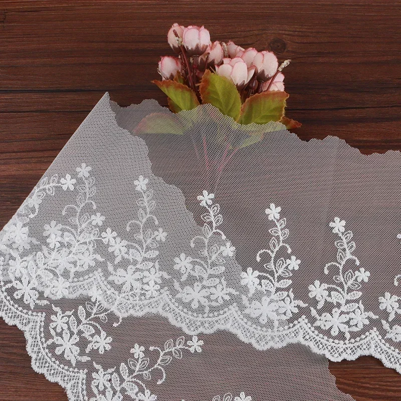 3 Meters Wide White Tulle Embroidery Mesh Lace Fabric Curtain Side Sofa Skirt Clothing Doll Wedding Dress DIY Sewing Supplies