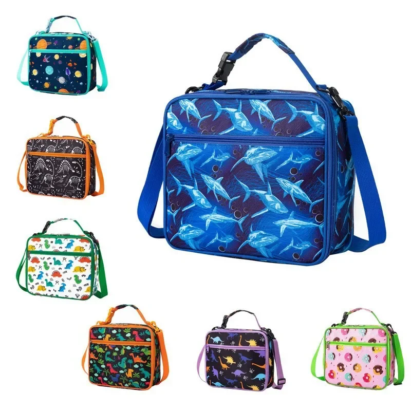 

New Cross-border Oxford Cloth Printing Lunch Bag, Children's Portable Lunch Box Bag