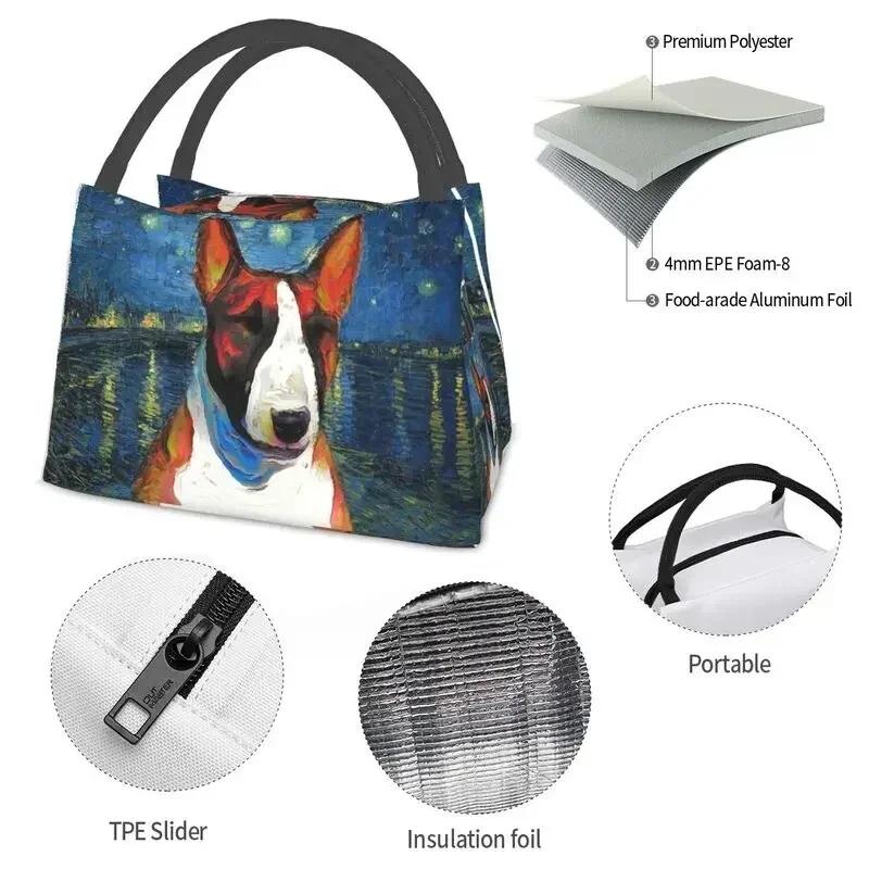 Bull Terrier Hund isoliert Lunch pakete für die Schule Sternennacht über der Rhone van Gogh auslaufs ichere Wärme kühler Bento Box Frauen