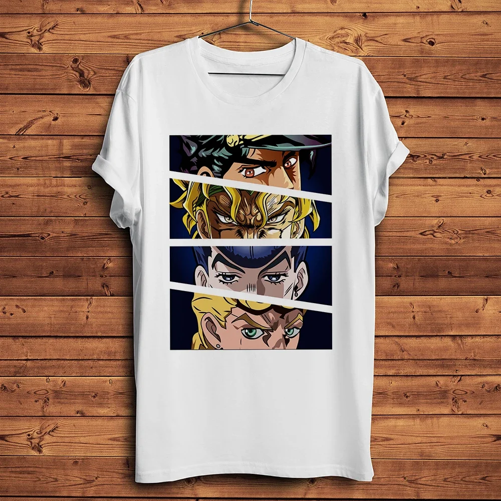 Jojo Giorno Jotaro Brando Eyes забавная аниме-футболка, мужская белая повседневная футболка с коротким рукавом, футболка унисекс в стиле манга, дышащая уличная одежда