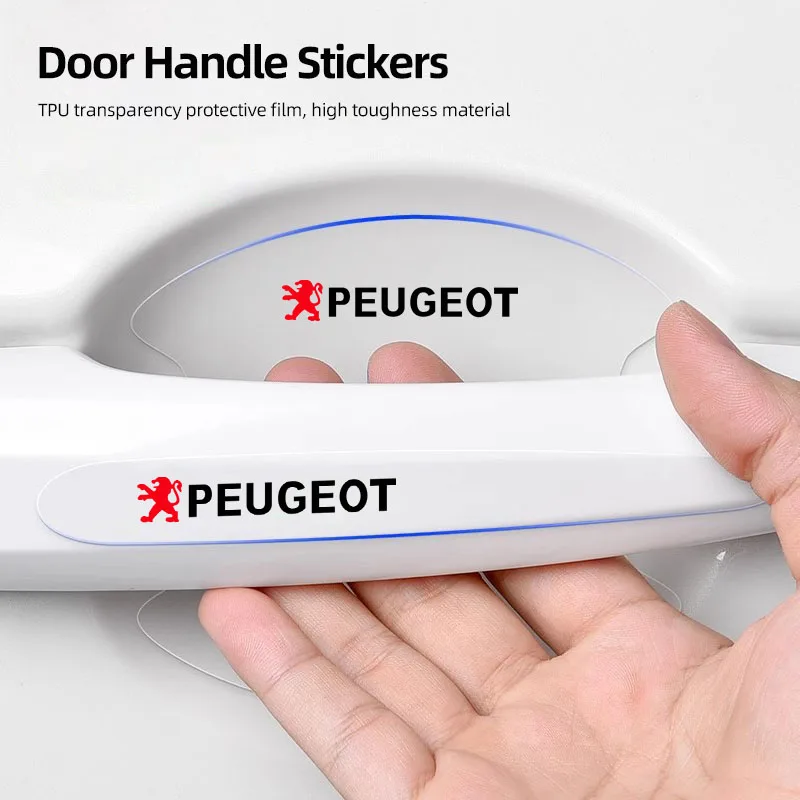 8 Uds pegatinas protectoras de manija de puerta de coche calcomanías para Peugeot 5008 508 408 4008 308 3008 208 2008 Landtrek Rifter e-Expert e-TRAVEL