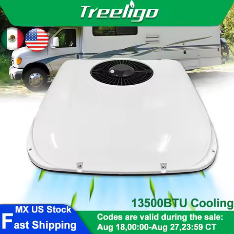 Treeligo 12V/24V Cooling RV Rooftop Air Conditioner 13500BTU Electric Parking Air AC Unit for Motorhome Truck Camper Van Caravan