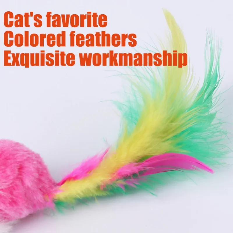 Cat Toys Interactive Cute Soft Fleece False Mouse Colorful Feather Funny Playing Training Toys For Cats Kitten  Pet Supplies