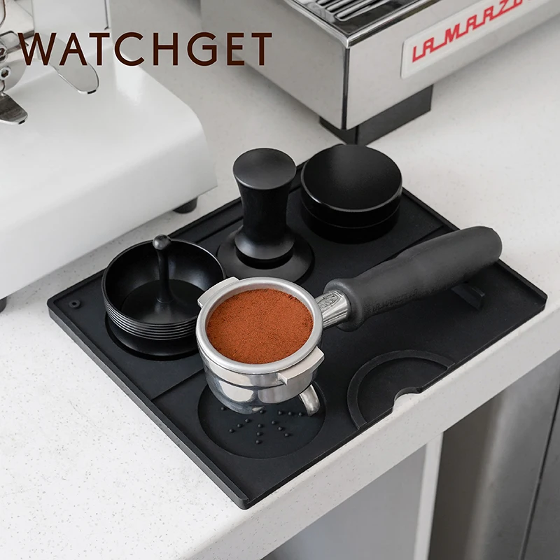 watchget Espresso Coffee Tamping Mat Multifunctional Silicone Tamping Station Coffee Tamper Mat Espresso Accessory Black/Grey