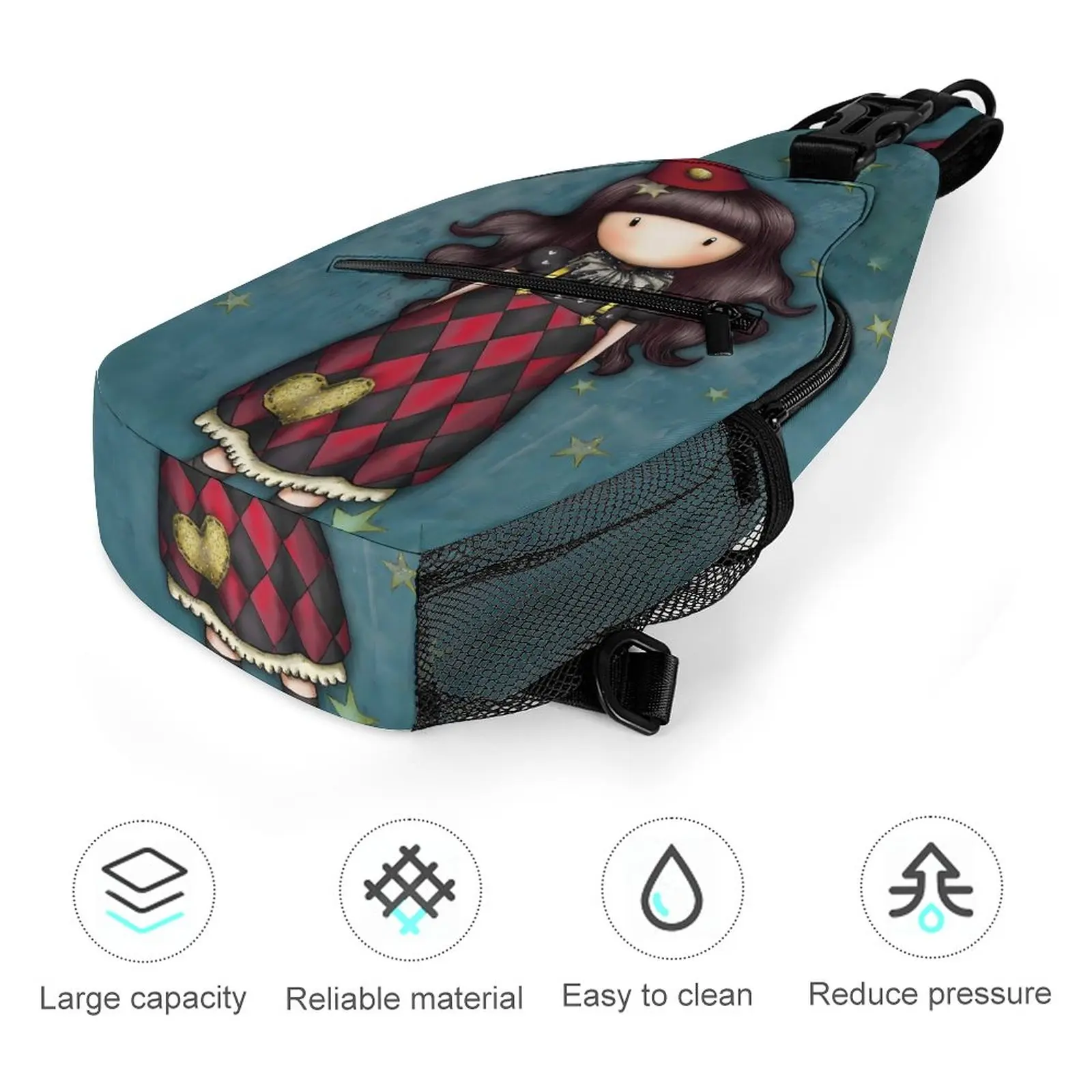 S-Santoros Shoulder Bags G-Gorjusss  Harlequin Print Chest Bag Women University Cycling Sling Bag Motorcycle Designer Small Bags